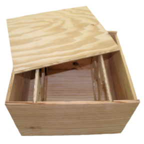 Coffret bois 6 bouteilles berceaux (2x3) - (multi) couv à glissière