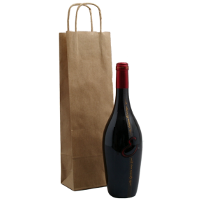 Sac 1 bouteille kraft brun 110gr Poignée torsadée