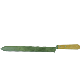 Couteau à désoperculer avec 2 côtés dentelés et manche en bois