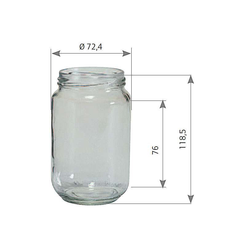 Pots Normalisés en verre 212, 370, 720, 850 et 1 700ml en bagues TO 58, TO  63 et TO 82 - SOFLAC