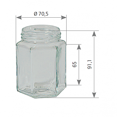 Pot de miel en verre hexagonal 380 ml, pot de miel avec cuillère