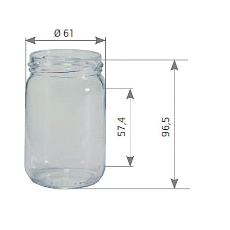 Pot en verre cylindrique 250 g 212 ml TO58 / 20