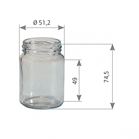 Pot en verre cylindrique 125 g 106 ml TO48 / 20