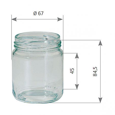 Pot en verre cylindrique 500g (385ml) TO63
