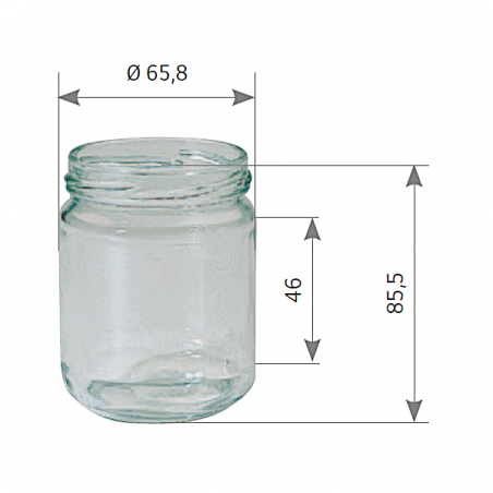 Pot en verre cylindrique 250 g 212 ml TO63 / 20