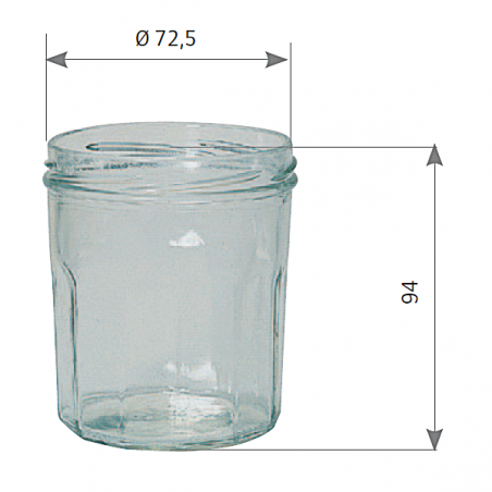 Pot en verre à facettes 425 g 324 ml TO82 / 20
