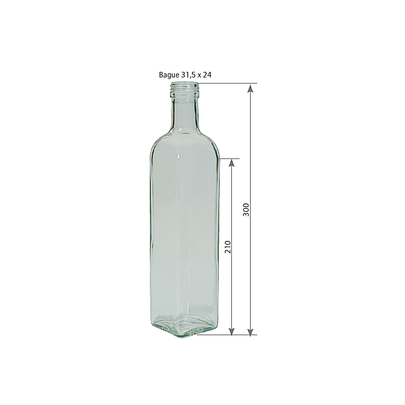 nr 1 bouteille Marasca 1000 ml en verre moitié blanc bouchon n°30 