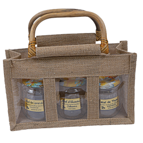 Panier en toile de jute pour 3 pots de 500 g