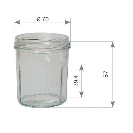 Pot en verre cylindrique 250 g 200 ml TO 70