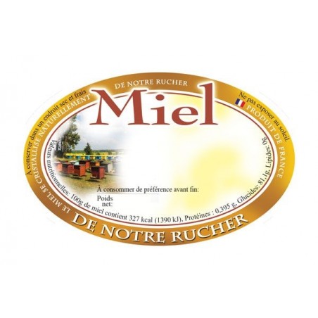 Etiquettes adhésives "miel de notre rucher" modèle ruches / 100