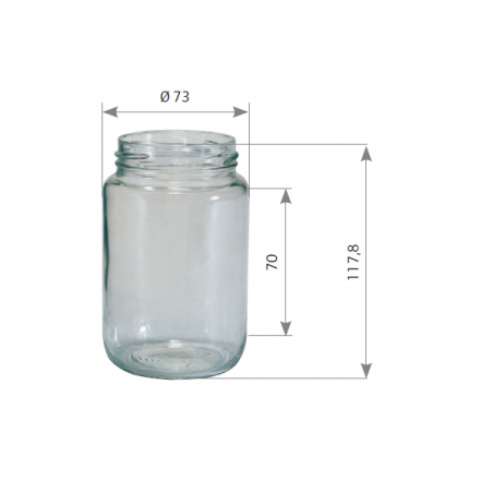 Pot en verre cylindrique 500 g 385 ml TO63 / 20