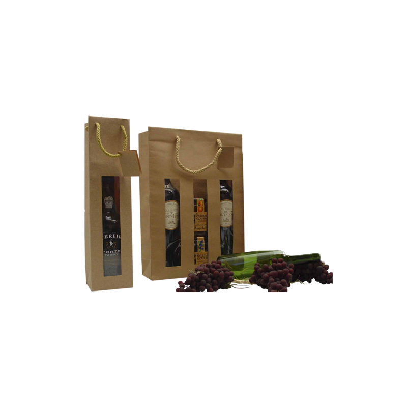 Sac kraft poignée cordelière + carte message 1 bout.