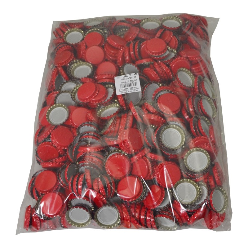 1000 capsules Ø 29 mm ROUGE pour bouteilles champenoises