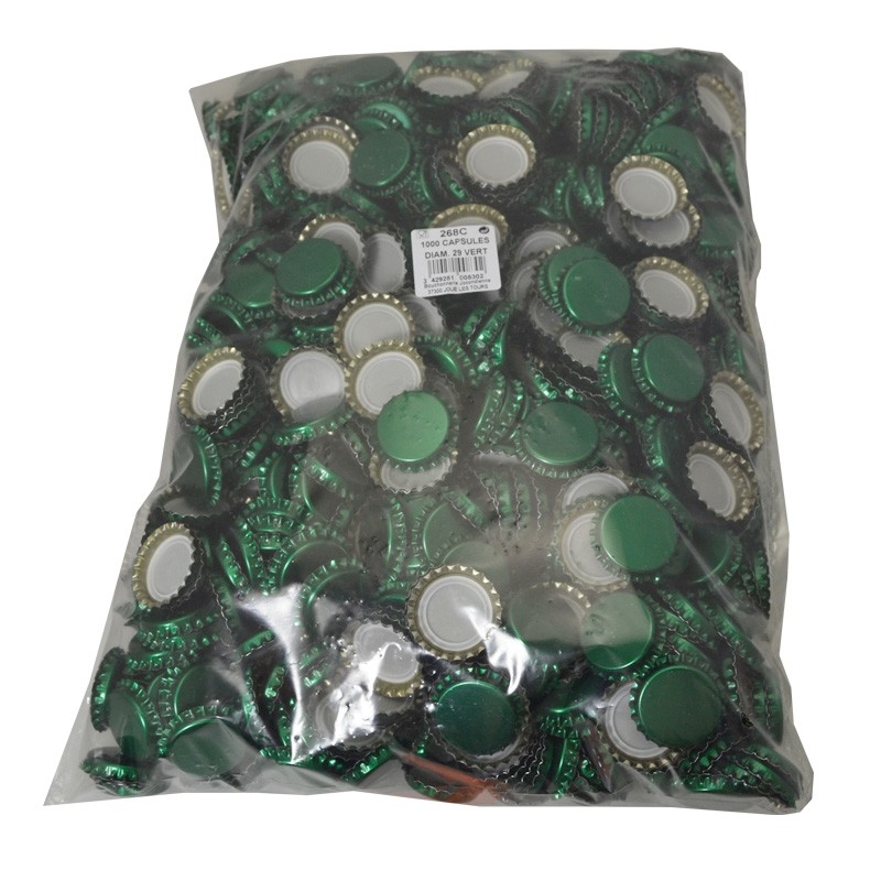 1000 capsules Ø 29 mm VERTE pour bouteilles champenoises