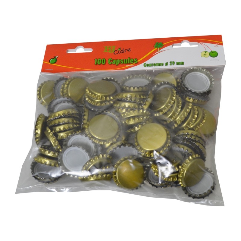 100 capsules Ø 29 mm OR pour bouteilles champenoises