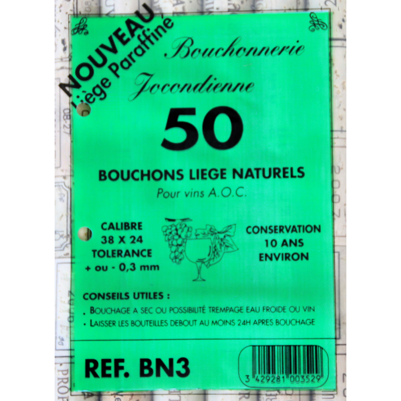 50 Bouchons naturels 38 x 24 - 10 ans environ