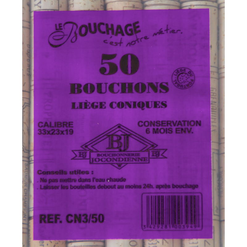 Bouchon - 5ème catégorie conique - Hauteur 33 mm - Liège colmaté