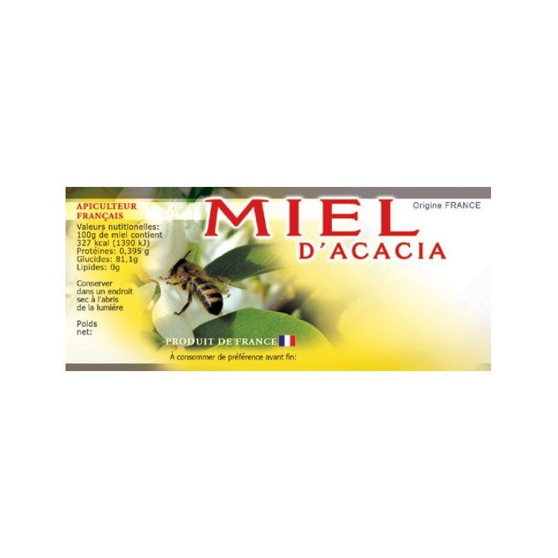 Paquet de 100 étiquettes adhésives "Miel d'acacia"