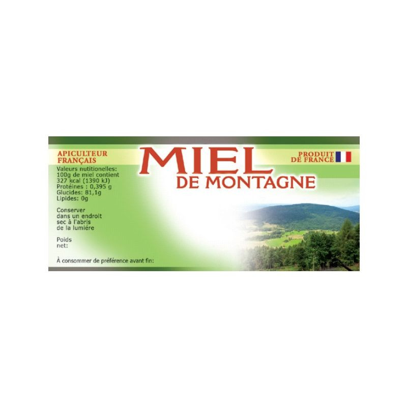 Paquet de 100 étiquettes "Miel de montagne"