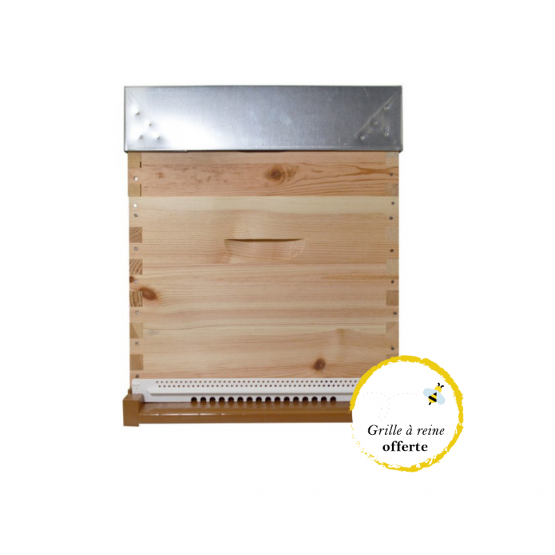 Ruche à tenons Dadant 10 cadres avec plateau plastique