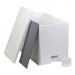 Ruchette Dadant 6 cadres en polystyrène avec plaque d'hivernage.