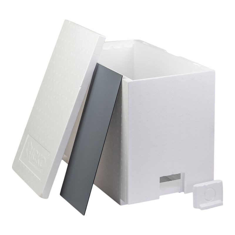 Ruchette Dadant 6 cadres en polystyrène avec plaque d'hivernage.