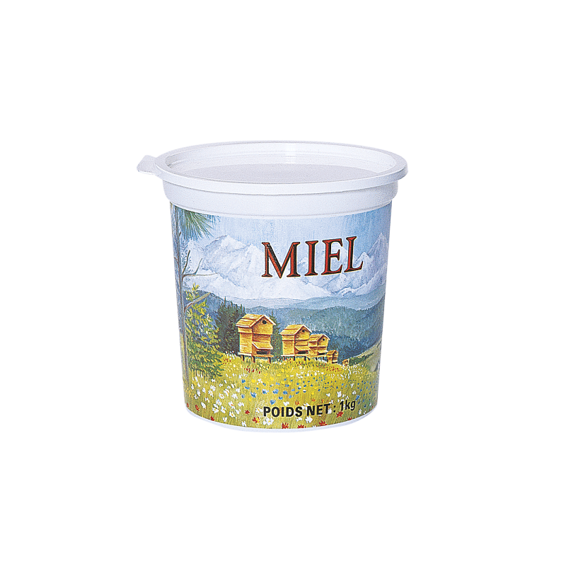 10 pots en plastique pour miel 1 kg PSL - modèle montagne