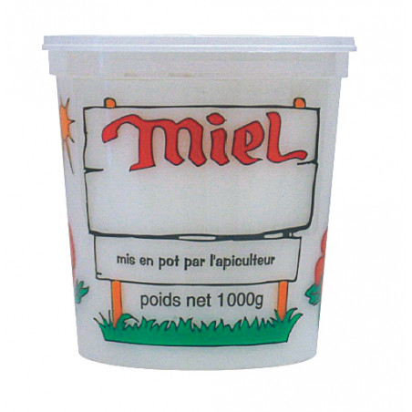 10 pots en plastique transparent pour miel 1 kg PEP NICOT – modèle miel