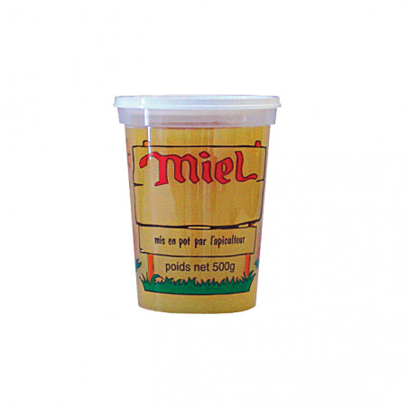 10 pots en plastique transparent pour miel 500 g PEP NICOT - modèle miel