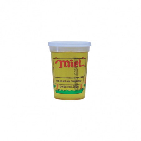 10 pots en plastique transparent pour miel 250 g PEP NICOT - modèle miel couleurs