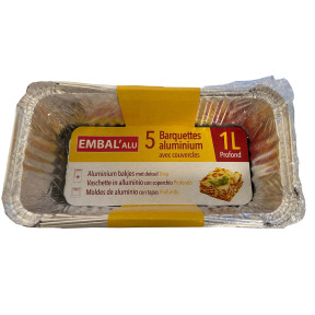 Pack de 5 barquettes empilables en aluminium - 1L