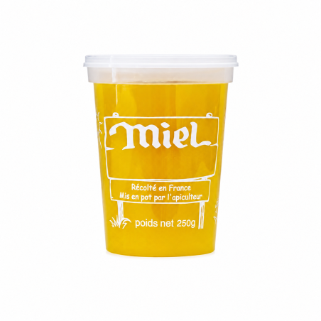 300 pots en plastique transparent pour miel 250 g PEP NICOT - modèle miel blanc