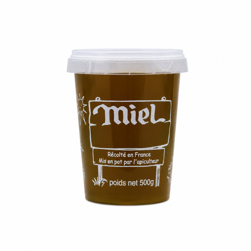 10 pots en plastique pour miel 500 g PAL NICOT - modèle miel blanc