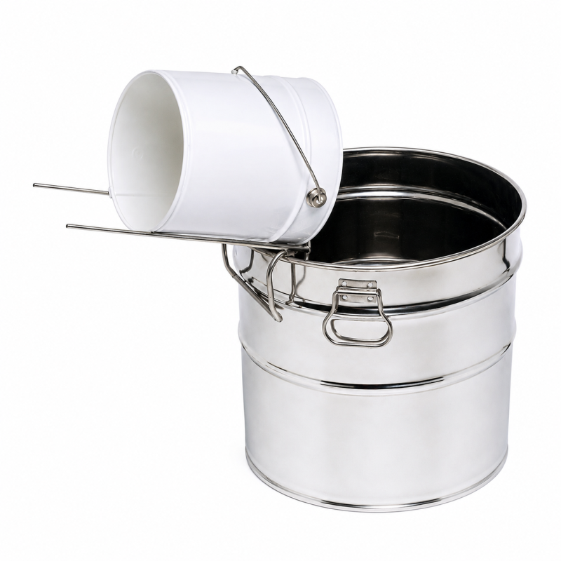 Support égouttoir inox pour seaux à miel