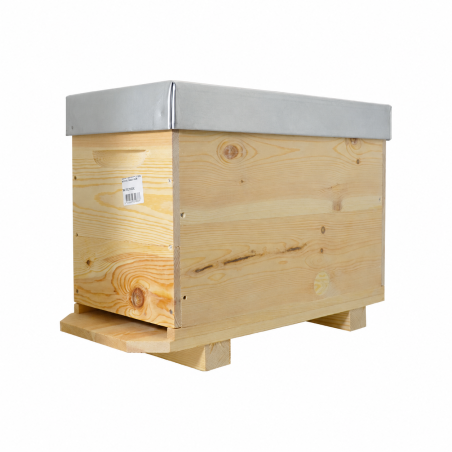 Ruchette Dadant en bois 6 cadres Ruchéco – Plateau aéré, couvre-cadres et toit tôle