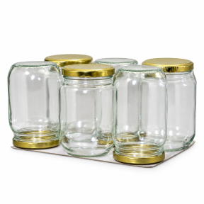 Pack de 6 pots en verre cylindriques 380g (385ml) TO63