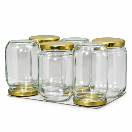 Pack de 6 pots en verre cylindriques 380g (385ml) TO63