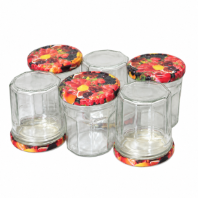Pack de 6 confituriers 324 ml TO82 + couvercles décors fruits