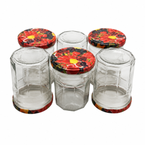 Pack de 6 pots confituriers 385ml TO82 + couvercle décor fruits