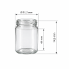 Pack de 20 pots en verre cylindriques 125g (106ml) TO48 - dimensions