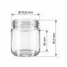 Pack de 20 pots en verre cylindriques 250g (212 ml) TO63 - dimensions