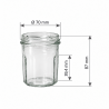 Pack de 20 pots en verre cylindriques 250g (200ml) TO70 - dimensions