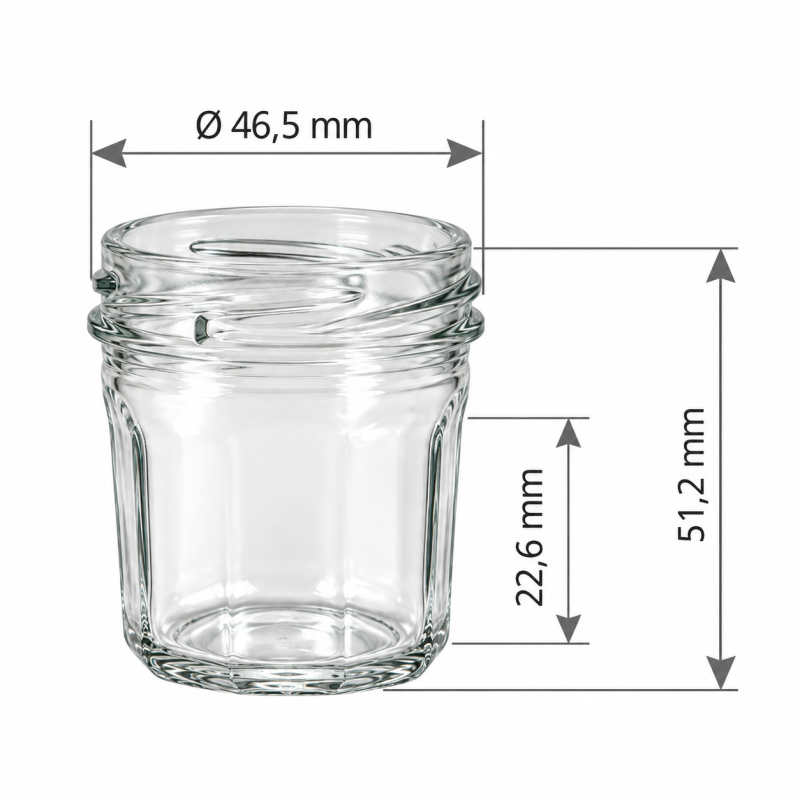 Pack de 20 pots en verre à facettes 50g (44ml) TO48 - dimensions