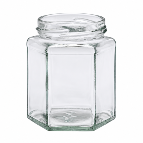 Pack de 20 pots en verre hexagonal 250g (195ml) TO58
