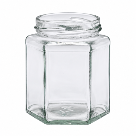 Pack de 20 pots en verre hexagonal 250g (195ml) TO58