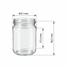 Pack de 20 pots en verre cylindriques 250g (212ml) TO58 - dimensions