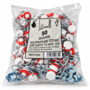 50 bouchons mécaniques polypropylène, joint injecté, fil galva+clip