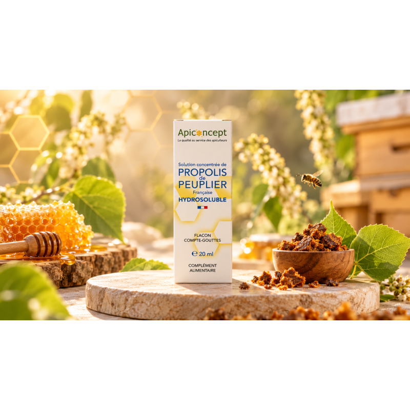 Solution concentrée de propolis de peuplier française hydrosoluble