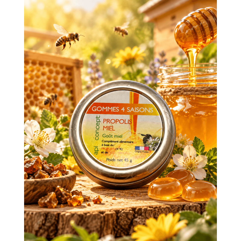 Gommes 4 saisons miel et propolis goût miel boîte 45g